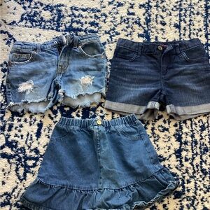 Blue Denim Shorts and Skirt Set